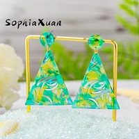 sophiaxuan new design hawaiian earrings fashion acrylic earring triangular geometry wholesale jewelry for women 2021 trend party
