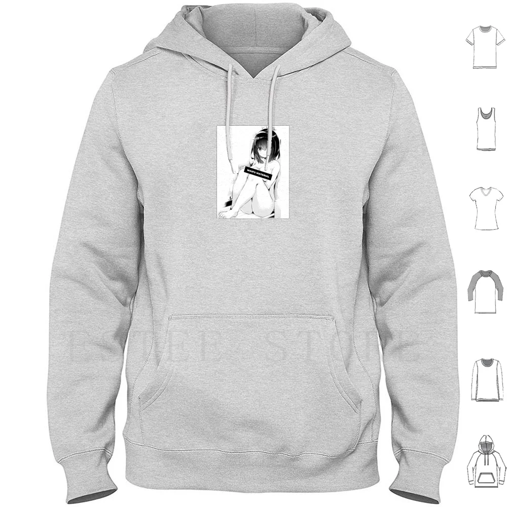 Waifu Material-Senpai Girl Anime Black And White Belle Baka Club Hoodie Long Sleeve Senpai