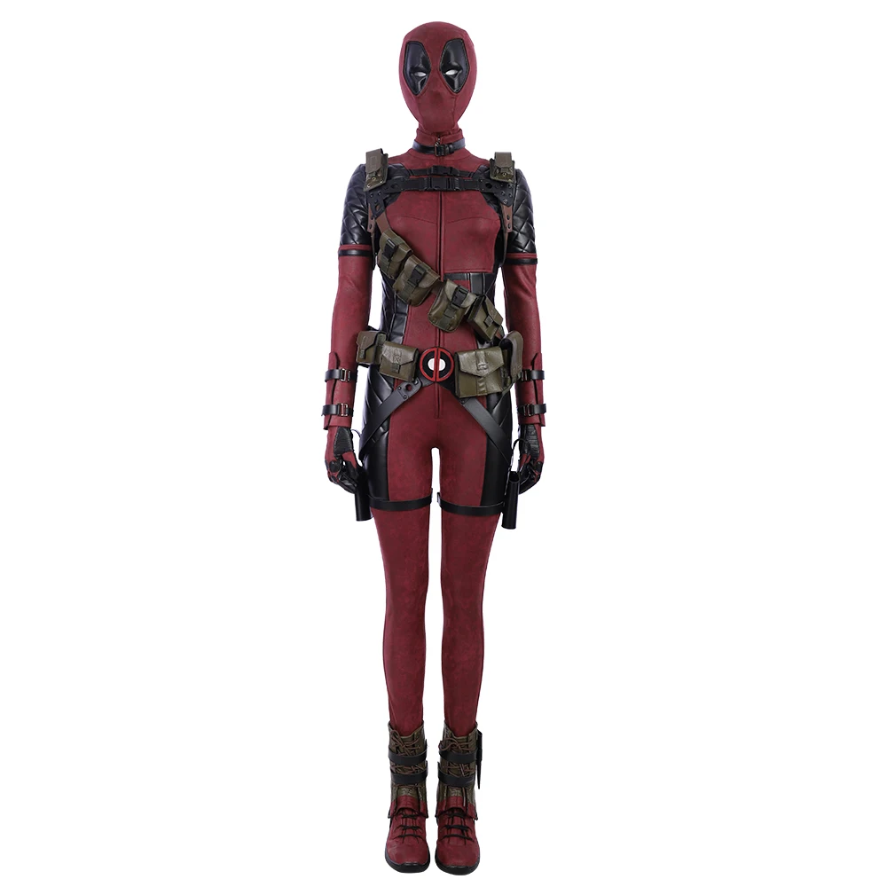 Для дам костюм с принтом Deadpool красный комбинезон женский/женский Взрослый Хэллоуин Карнавальный костюм для косплея Дэдпул для женщин индивидуальный заказ