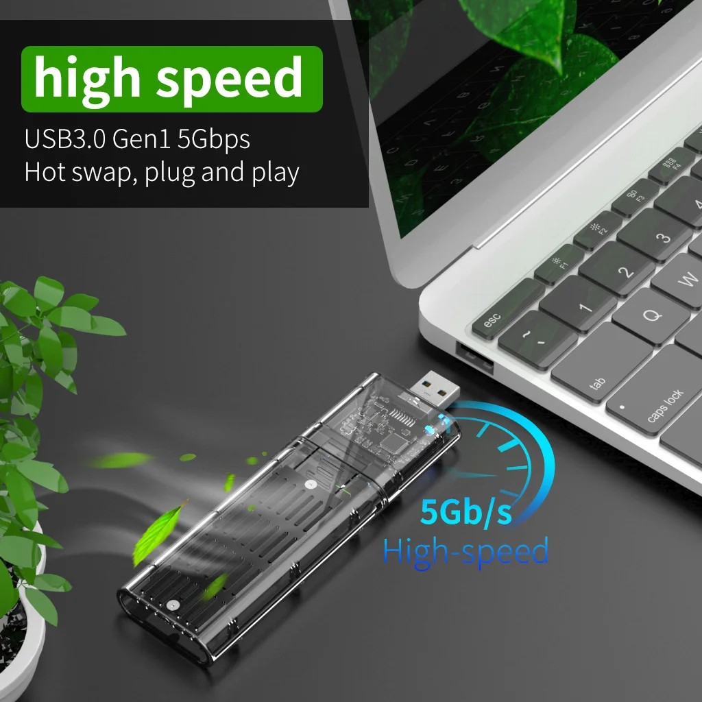 Высокоскоростной 5 ГГц M.2 к USB 3 0 SSD адаптер M2 Чехол Для PCIE NGFF SATA M / B Ключ диск Box для