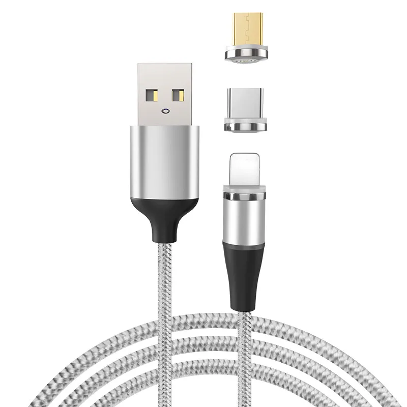 AIREACH Магнитный Micro USB кабель для iPhone samsung Android мобильный телефон Быстрая зарядка usb type C кабель магнит зарядное устройство провод шнур - Цвет: Gray and 3 Plug