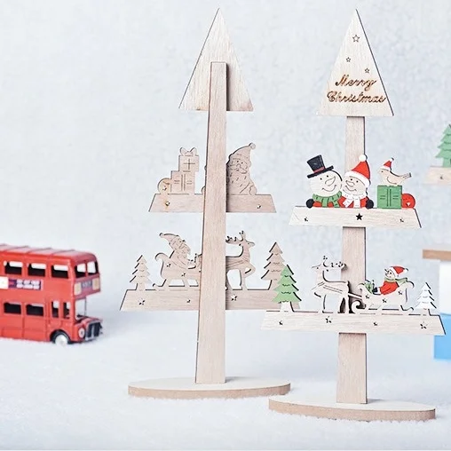 

Christmas decorate, 32cm Wooden Splicing Christmas Tree Shape Ornaments, festival Party Atmosphere Arrangement Desktop decorate