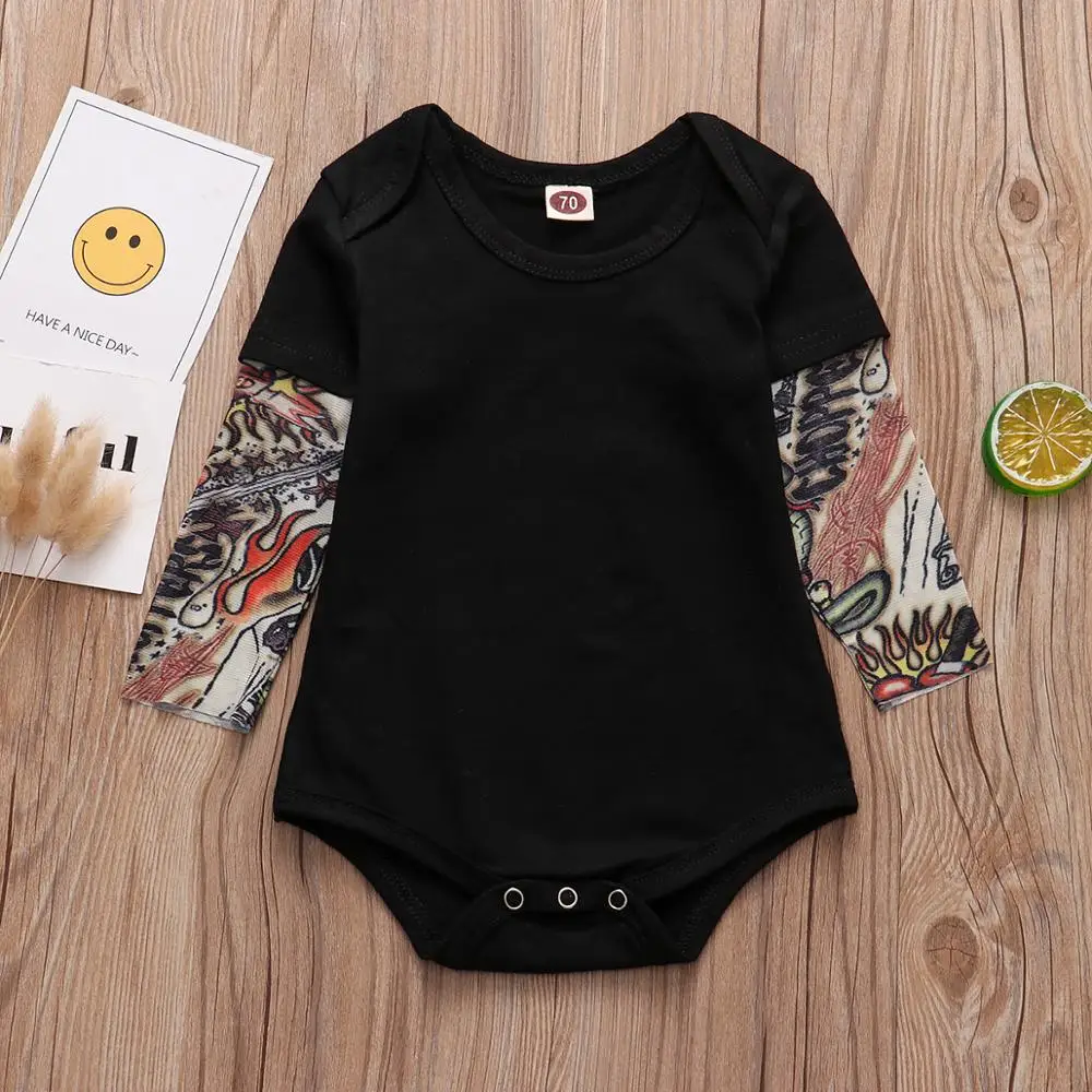 

Infant Baby Romper Summer Autumn Cotton Tattoo Sleeves Rock Climbing Clothes 2019 Newborn Baby Clothing Infant Boy girl Jumpsuit
