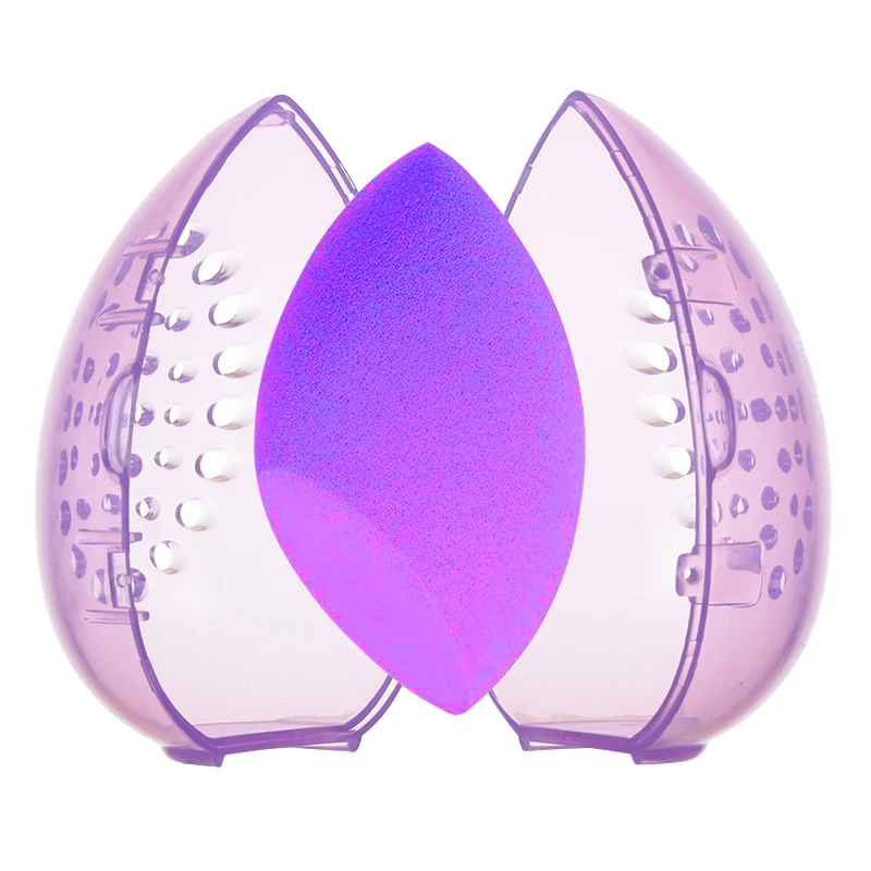 

1Pc Beauty Sponge Stand Storage Case Makeup Blender Puff Holder Empty Cosmetic Egg Shaped Rack Transparent Puffs Drying Box 2021