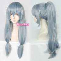 high quality anime jujutsu kaisen mahito wigs light blue heat resistant synthetic hair clip ponytail cosplay wig a wig cap