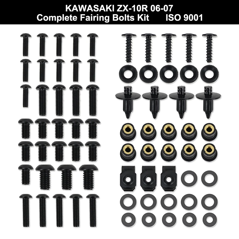 

Подходит для Kawasaki ZX10R ZX-10R 2006 2007, полный комплект болтов для обтекателя мотоцикла, зажим для обтекателя, винт для корпуса, гайка скорости, нержавеющая сталь