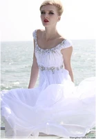 free shipping maxi robe de soiree beading fashion long evening white chiffon vestido de festa longo mother of the bride dresses