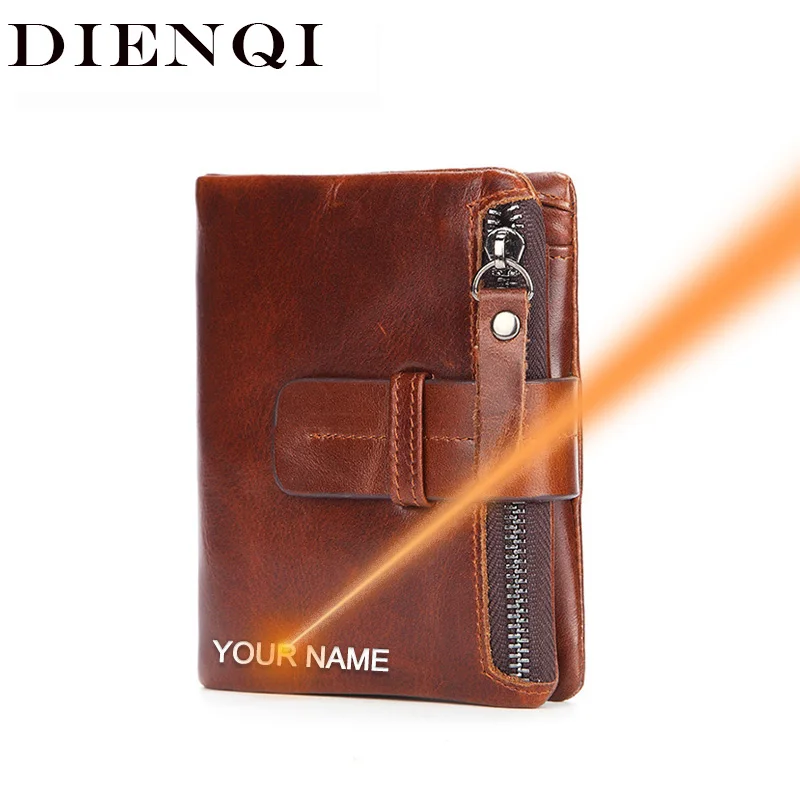 

Кошелек мужской из натуральной коровьей кожи, на молнии, с защитой от кражи