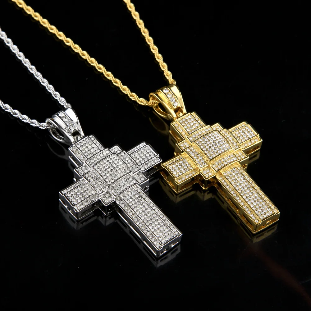 

Cross Necklace Pendant Ice Out Cuban in Crystal Hip Hop Man