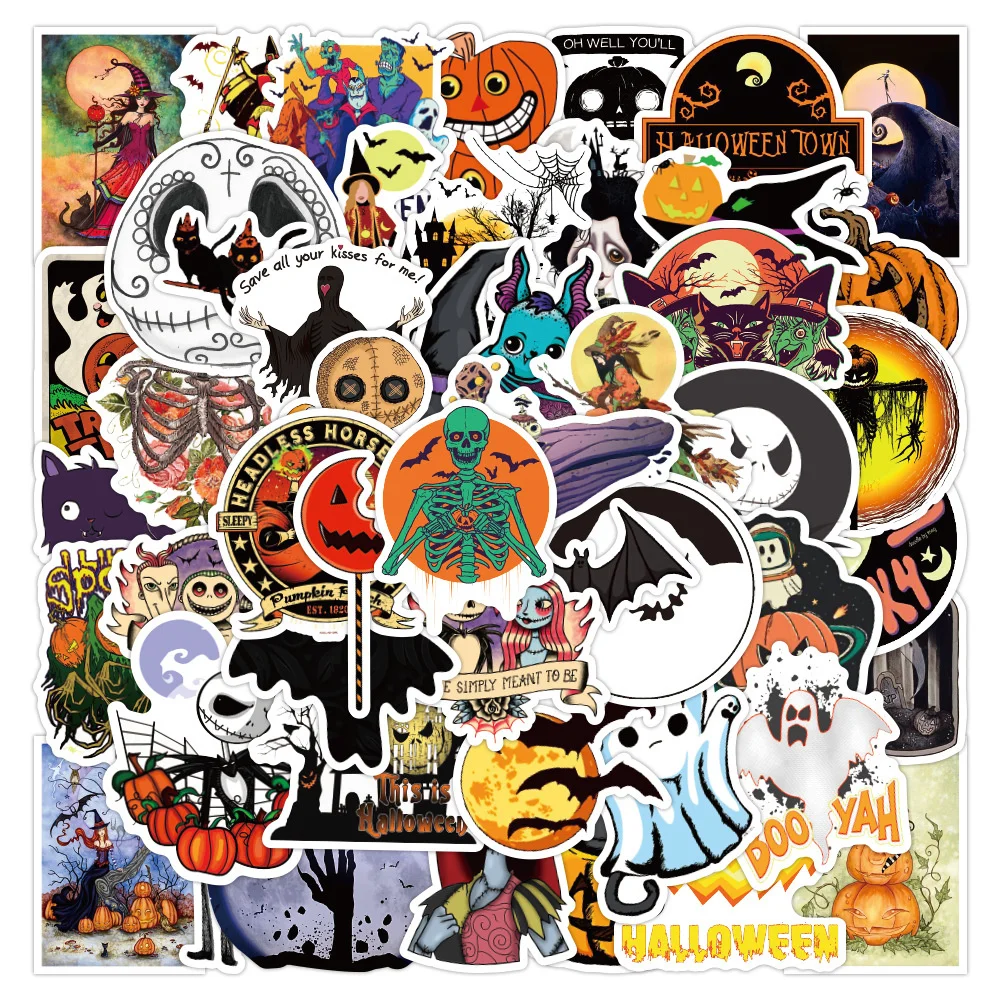 

10/30/50PCS Cartoon Halloween Christmas Fright Sticker Skateboard Notebook Graffiti Computer Luggage Waterproof Sticker Wholesal