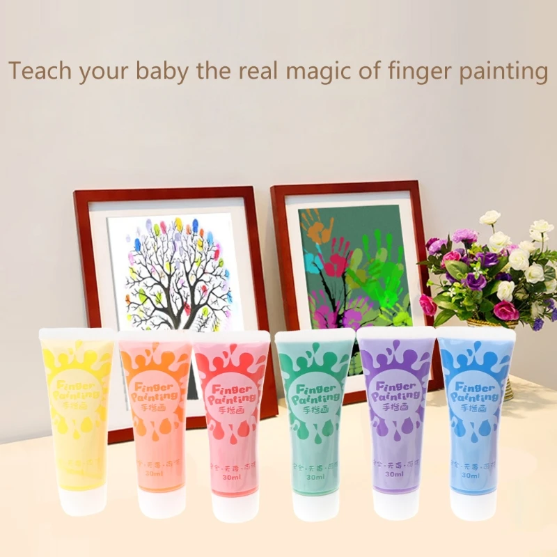 

30ml Finger Paint 6 Colors Set Washable Kids Finger Paint Supplies Gift for Kids H8WA