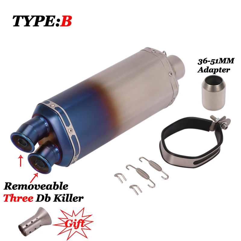 Универсальный выхлопной глушитель для мотоцикла с двумя отверстиями 51 мм