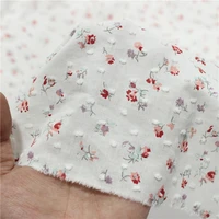 small floral jacquard printed cotton fabric for clothing shirt skirt diy cloth korea japanese style by the meter