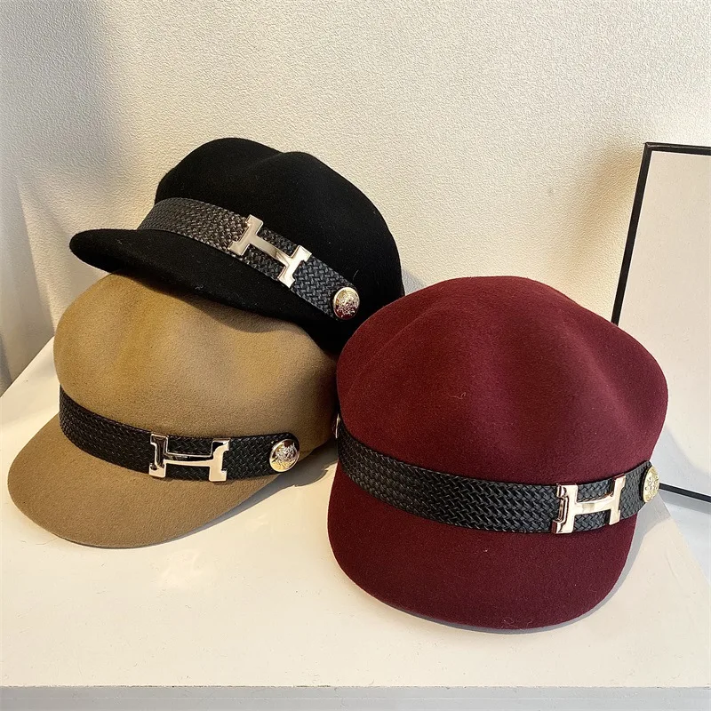 

About Metal Label Wool Newsboy Cap Female Euramerican Style Restoring Ancient Ways Dome Stereo Octagonal Cap British Wind Street