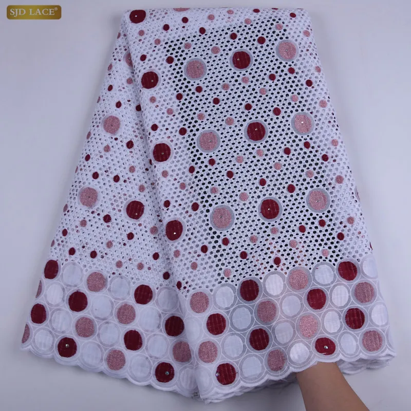 

SJD LACE African Lace Fabrics With Stone High Quality Nigerian 2021 Cotton Lace Fabric For Men Cotton Dry Lace Fabric A1719