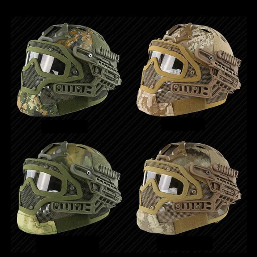Шлем тактический Мужской Камуфляжный быстрая защита на все лицо в стиле милитари