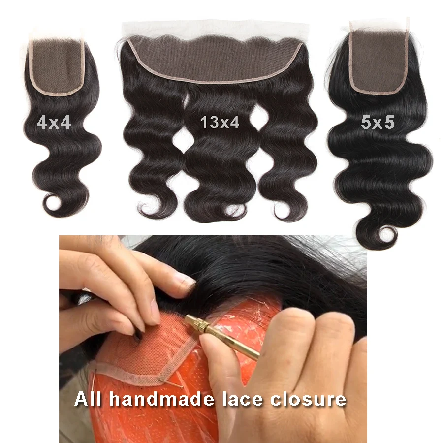 

Human Hair Body Wave Lace Closure 4x4 5x5 13x4 Lace Frontal Pre Plucked Body Wave Free Part