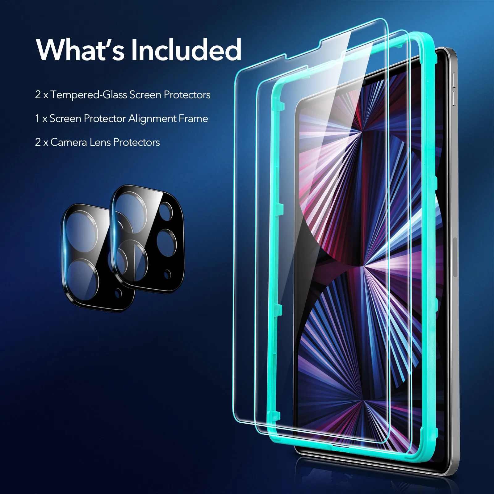 esr for ipad pro 12 9 2021 screen protector glasscamera protection for ipad pro 11 2021 inch len films tempered glass bundle free global shipping