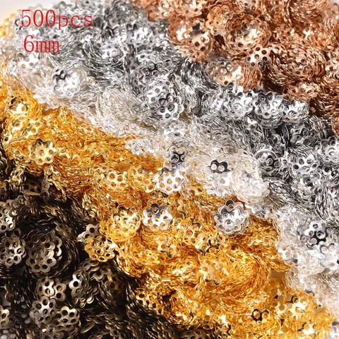 Шапочки для бусин в форме лепестков золотистых цветов, 100 шт., 6 мм, для изготовления ювелирных изделий своими руками