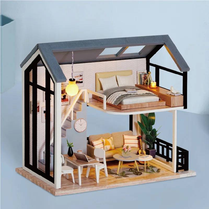 

DIY Doll House Wooden Doll Houses Miniature Dollhouse With Furniture Kit LED Toys for children Birthday Christmas Gift