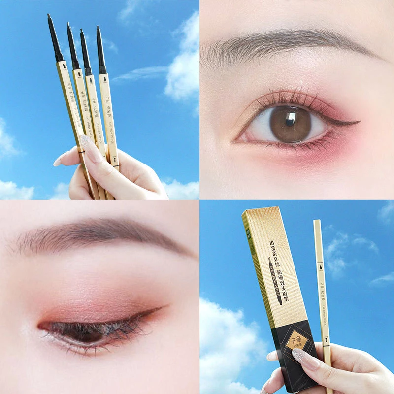 

Natural Makeup Double Head Super Fine Eyebrow Pencil Waterproof Lasting Eyes Black Brown Make Rotatable Up Pen 4 Colors TSLM1