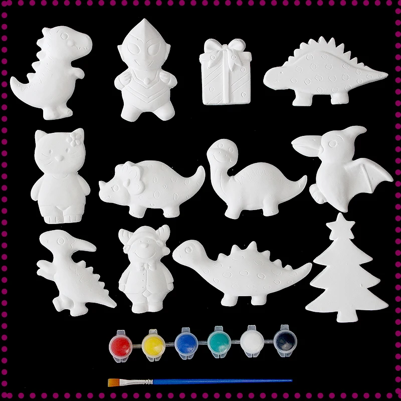 

Children painted plaster dolls painted handmade diy puzzle toys kindergarten creative painting white painted ceramic