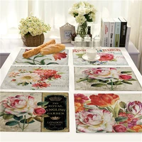 cotton linen pad rose flower kitchen placemat bowl cup mat dining table mats coaster 4232cm home decor coaster