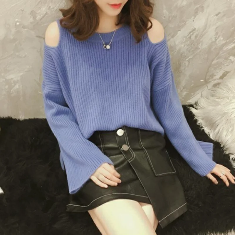 

Свободный Женский пуловер в Корейском стиле на осень и зиму