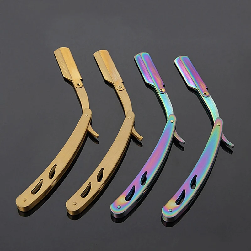 1 комплект Цветные Титановые мужские прямые бритвы складной нож для бритья