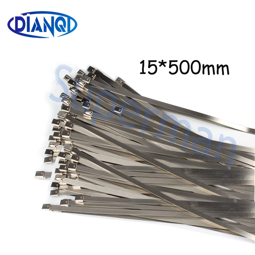 

100pcs 15*500mm 15x500mm 15mmx500mm Latching Self-Locking Stainless Steel Zip Cable Tie Lock Tie Wrap cable ties 201 304 316