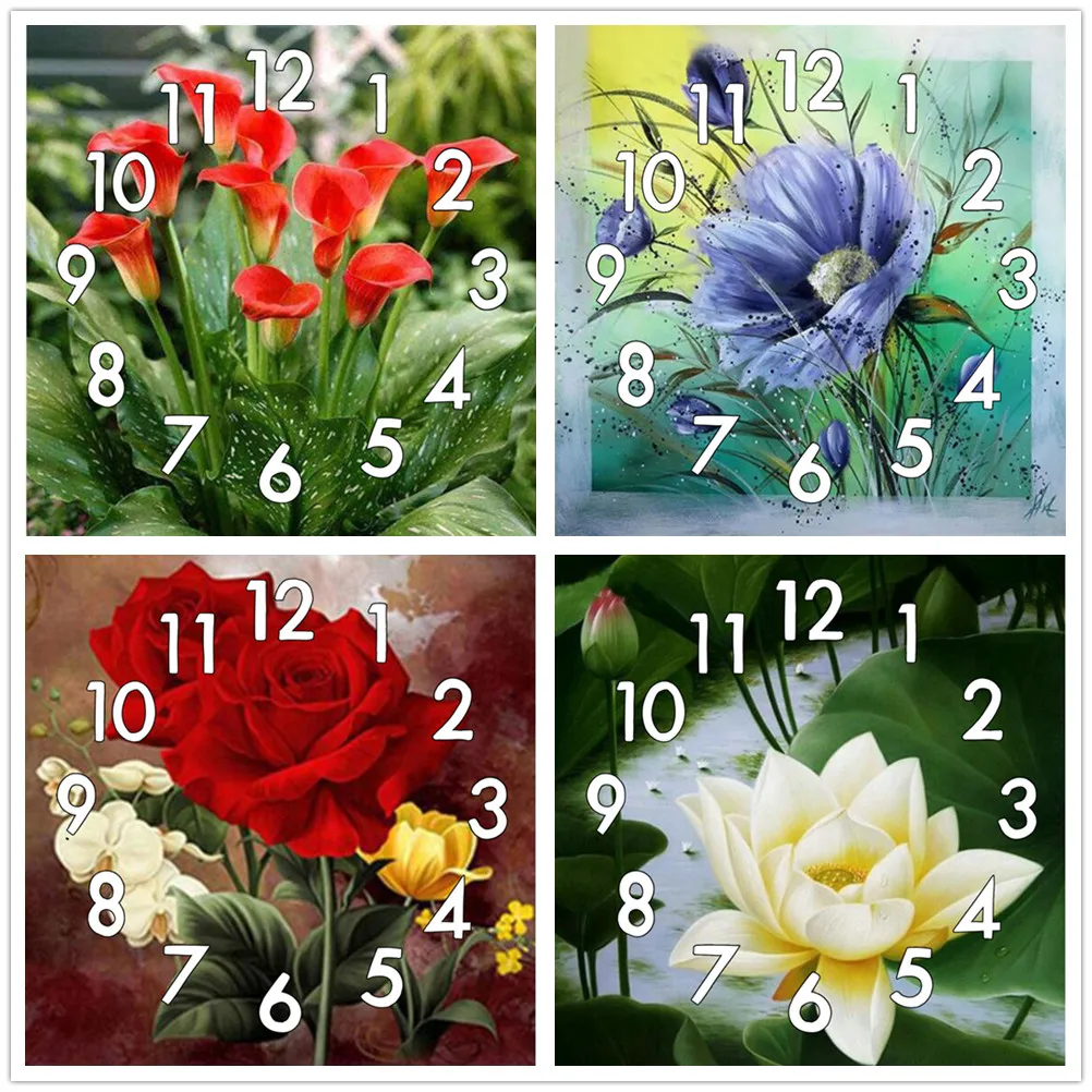 

Полноформатная алмазная живопись Dpsprue, вышивка крестиком с часовым механизмом, мозаика 5D «сделай сам», квадратная, круглая, Цветочная, 3d-выш...