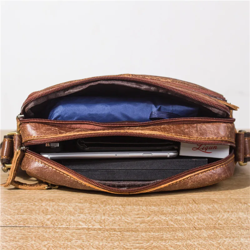 Винтажная Мужская сумка из натуральной кожи сумки через плечо карманы для мужчин