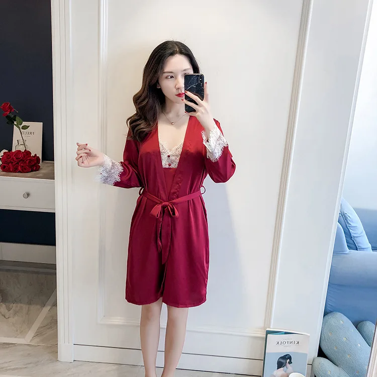 Темно красный женский блестящий костюм из 3 предметов с топом на бретельках и