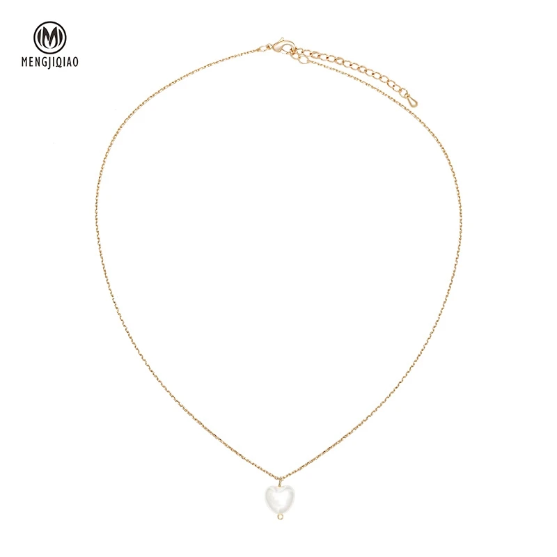 MENGJIQIAO 2020 Sweet Girls Elegant Pearl Heart Necklace For Women Students Fashion Party Choker Jewelry Gifts | Украшения и