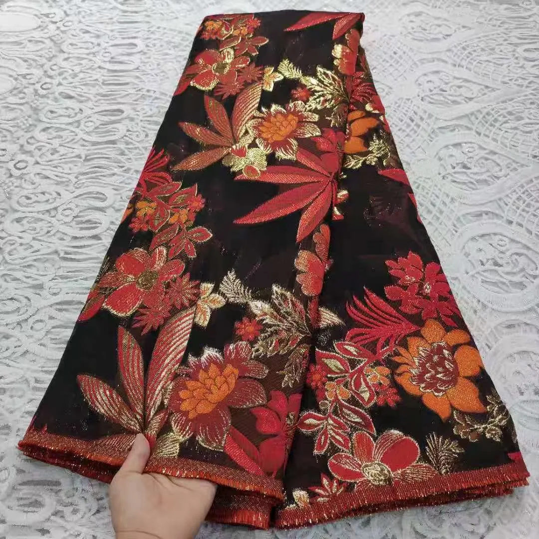 Кружевная ткань жаккардовая с вышивкой для свадебной вечеринки в Нигерии P1388