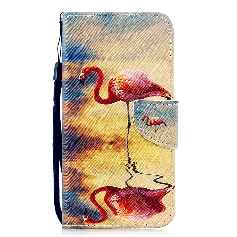 Кота из искусственной кожи чехол-бумажник флип-чехол для телефона для samsung Galaxy S10e S10 S9 S8 S7 S6 край J3 J5 J7 Pro A8 A6 плюс A9 крышка - Цвет: Flamingo