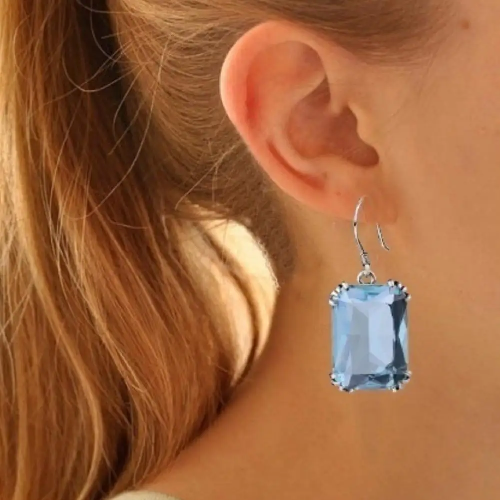 Trendy Vintage Design Fashion Party Women Square Cubic Zirconia Pendant Hook Earrings Jewelry Gift New Geometric Long | Украшения и