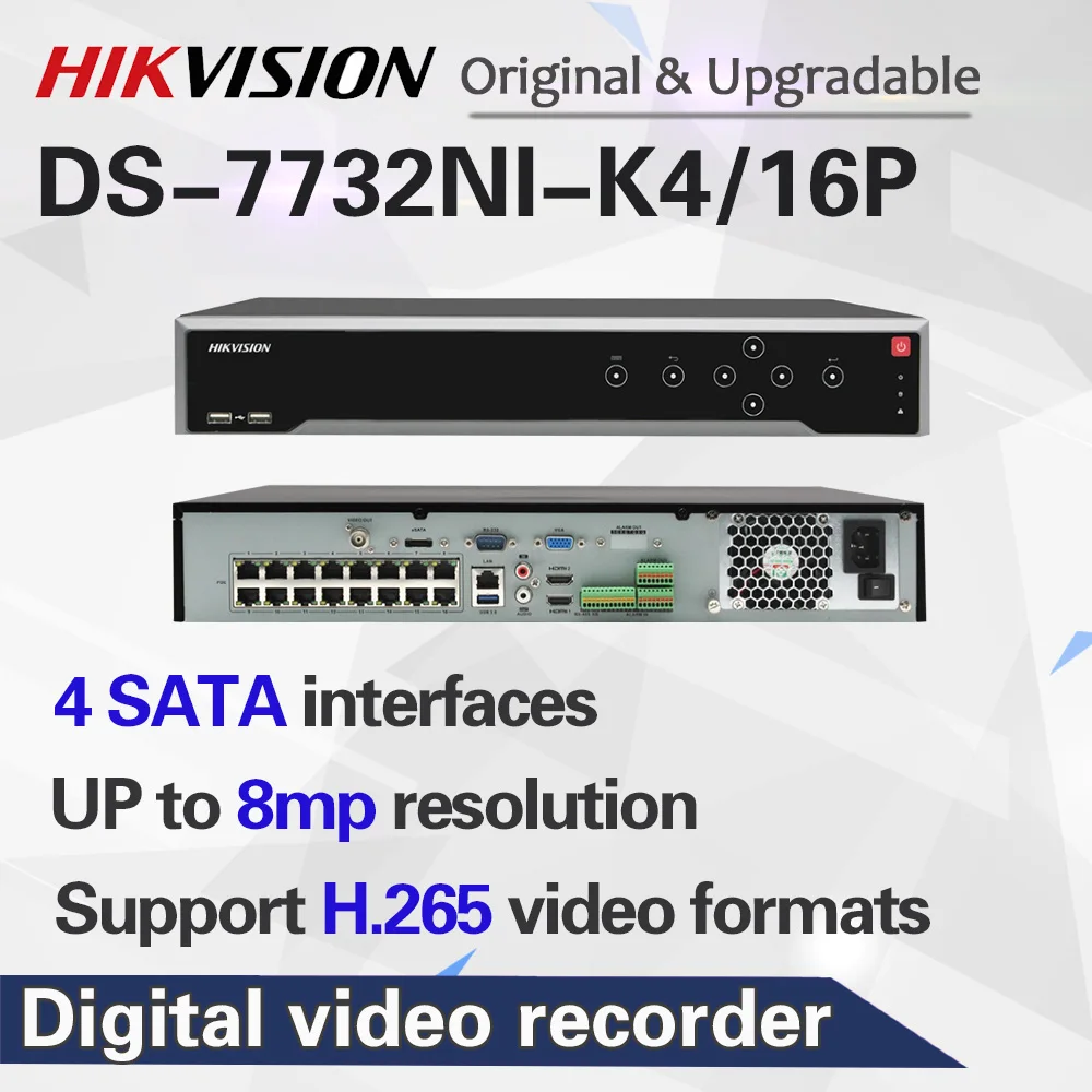 Hikvision DS-7732NI-K4/16 P 32CH NVR 16CH POE 8MP разрешение 4SATA