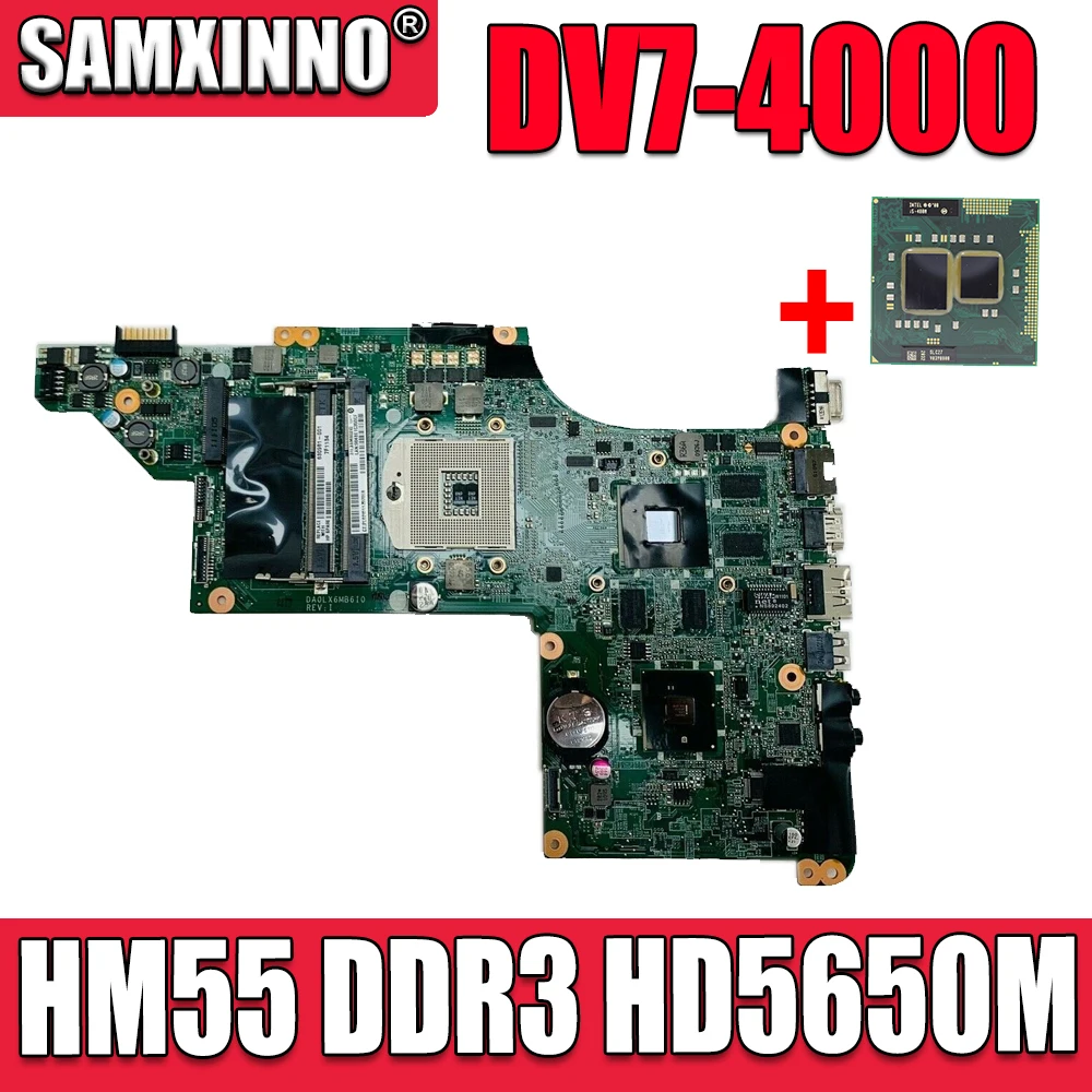 

SAMXINNO DA0LX6MB6F2 615308-001 630981-001 For HP Pavilion DV7 DV7T DV7-4000 Laptop Motherboard HM55 DDR3 HD5650M Free CPU