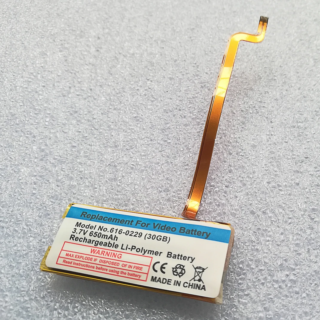 10 шт. сменный литий ионный полимерный аккумулятор 650 мАч для iPod Video A1136 тонкий