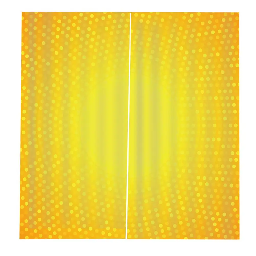 Желтая яркая занавеска с кругами и точками абстрактная теплая на солнечной