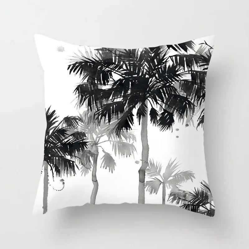 

Black and White Ink Painting Single-sided Pillowcase Living Room Sofa Peach Skin Cushion Cover Bedroom Pillowcase Decoration