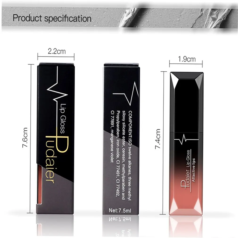 

Pudaier Long Lasting Liquid Lipstick Soft Matte Velvet Lip Gloss Non Stick Cup Lip Makeup Lip Lipstick Cosmetic for Women