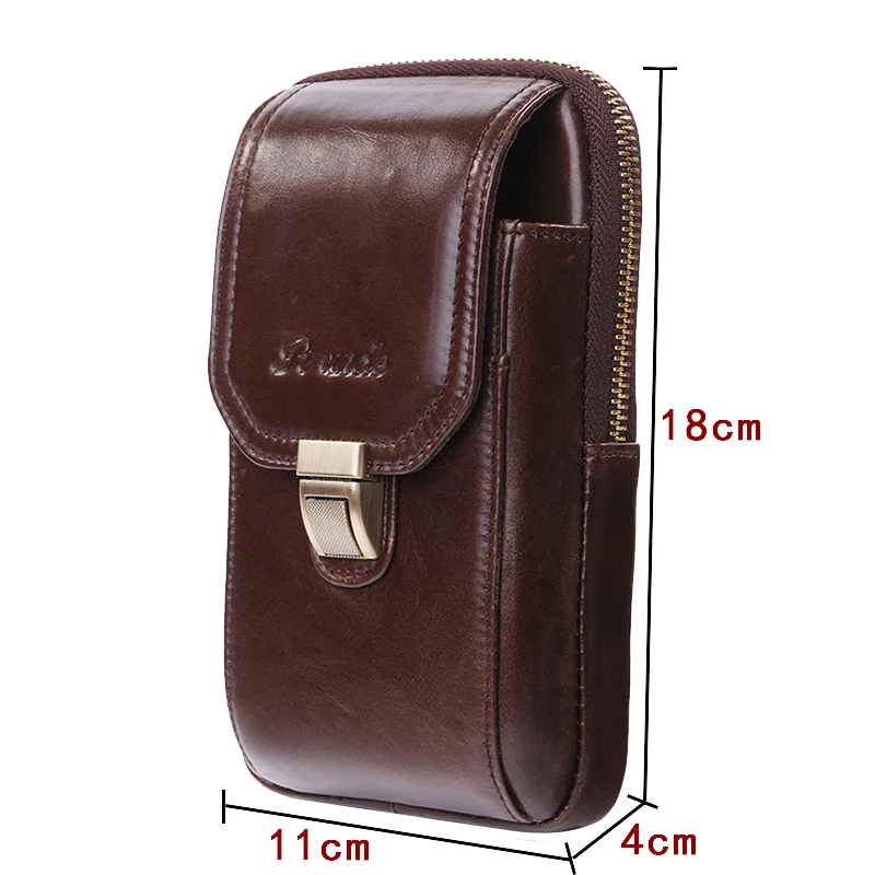 PI дядя кожаный пояс в стиле ретро сумка Для мужчин Мобильный телефон через плечо
