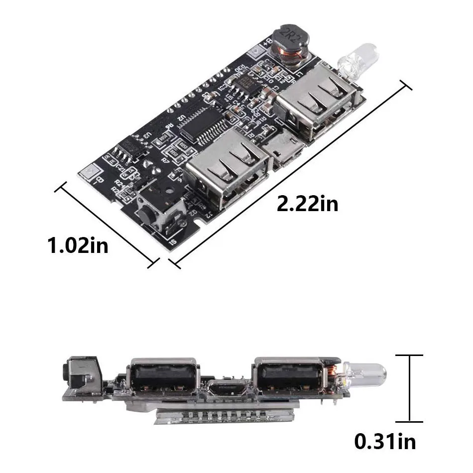 Два порта USB 5V 1A 2.1A мобильный Мощность банка 18650 Литий Батарея Зарядное устройство борту модуль цифровой печатной платы