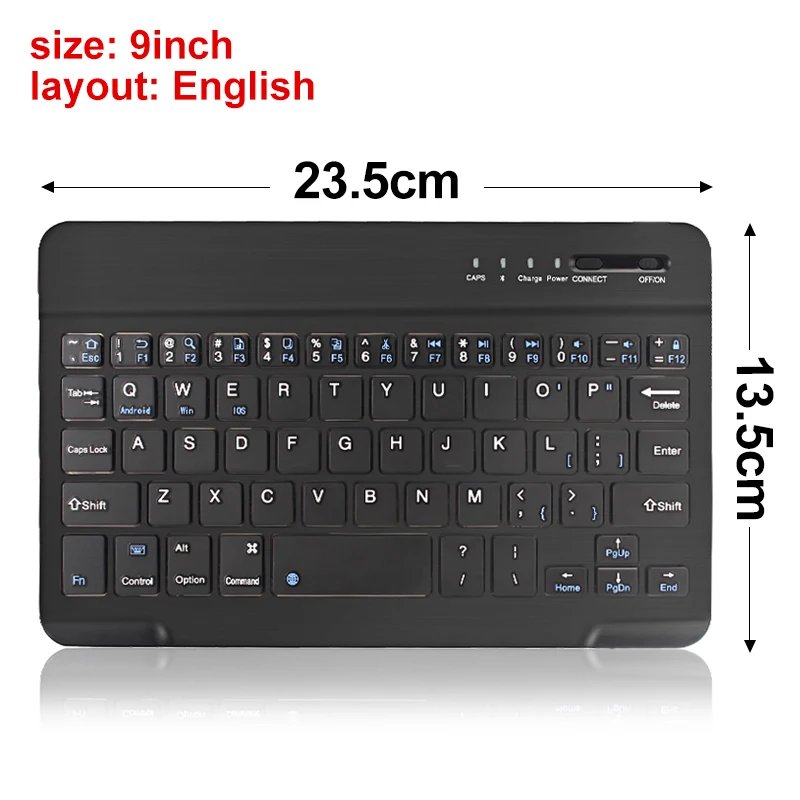 9 in black English Мини Беспроводная клавиатура Bluetooth клавиатура для ipad телефона планшета резиновые колпачки перезаряжаемая клавиатура для Android ios Windows - Цвет: 9 in black English