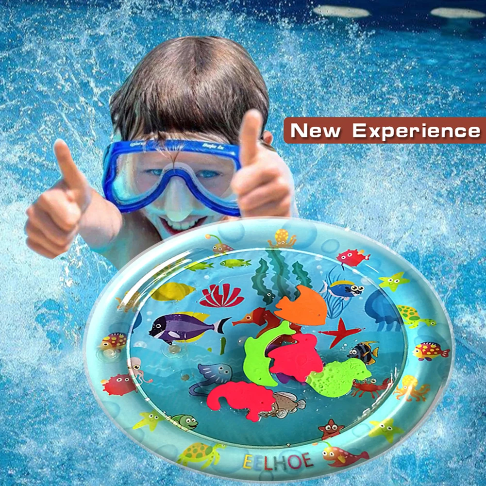 

Summer Inflatable Water Mat Baby Water Mat Tummy Time Inflatable Play Cushion Toddler Ocean Creature Bath Toys Baby Pillows