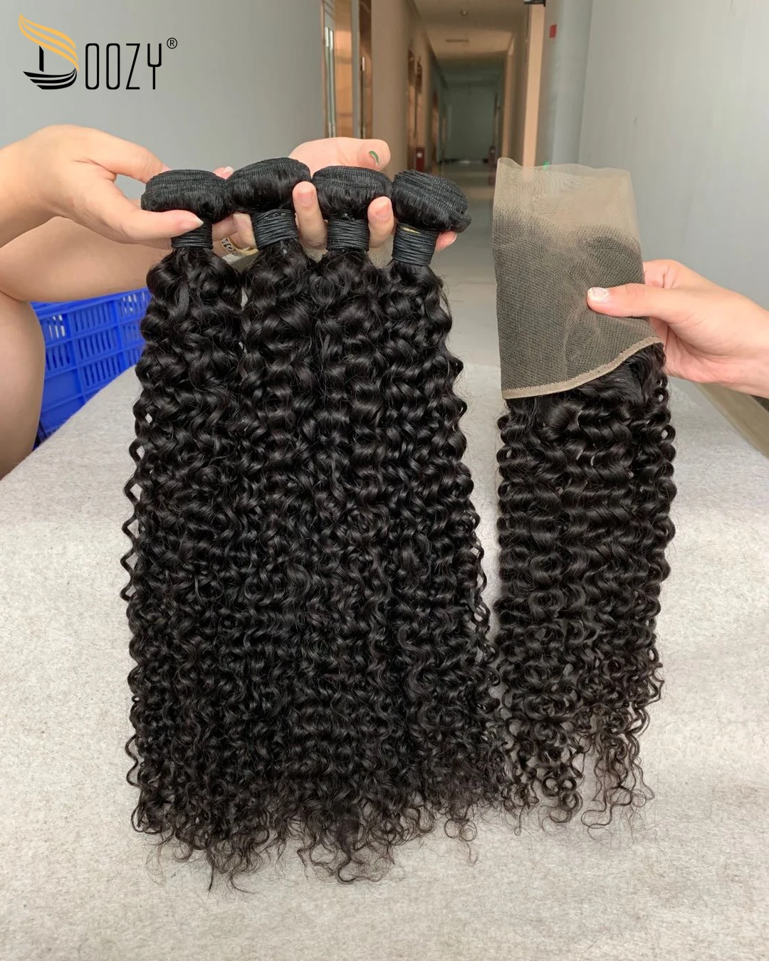 Doozy волосы бразильские глубокие вьющиеся 4 пряди с фронтальной девственницы