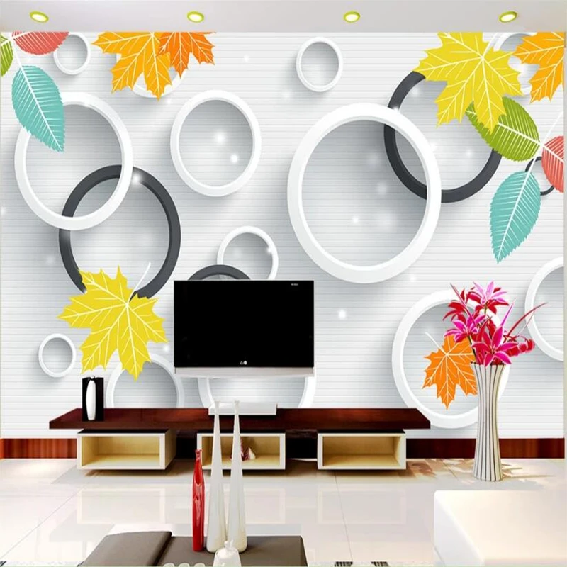 Пользовательские обои свежие и элегантные 3D круглые листья современный