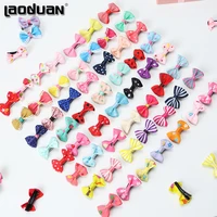 20pcs mix color mini bow barrettes sweet girls solid dot stripe hair clips kids hairpins hair accessories for women girls